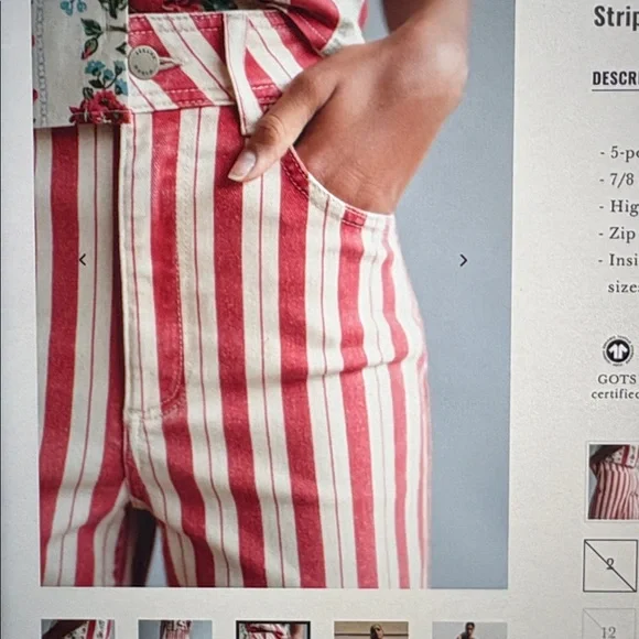 High-Rise Cream and Red Striped Wide-Leg Pants sezane - Picture 3 of 15